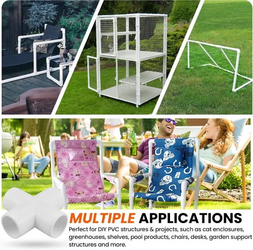 Vista 5 de SDTC Tech Paquete de 4 conectores de tubería de grado de muebles de 4 vías para estantes de PVC, estructura de soporte de jardín, marco