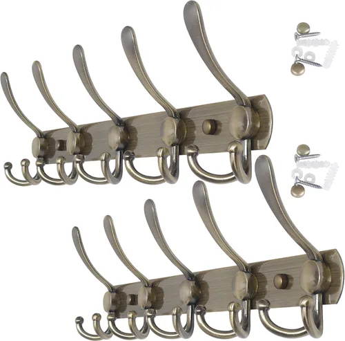 Vista 12 de WEBI Perchero de Pared Montado en Pared, Ganchos para Abrigos Montado en Pared, 5 Ganchos Tri para Colgar Abrigos, Colgador de Pared para Abrigos