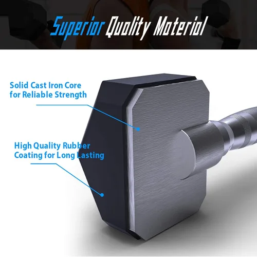 Vista 4 de Balelinko Rubber Grip Encased Dumbbell Cast Iron Weight with Anti-Slip Handle Dumbbell -Strength Training Equipment - Home Gym Accessories - Full
