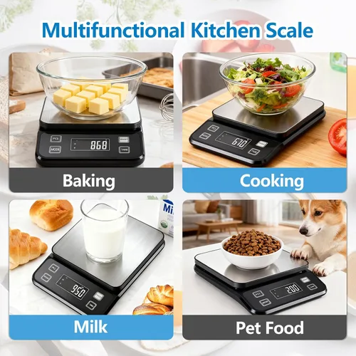 Vista 7 de Báscula de alimentos impermeable IPX7 de 0.00 oz de precisión de cocina, báscula digital de alimentos de 11.0 lbs/11 libras recargable por USB