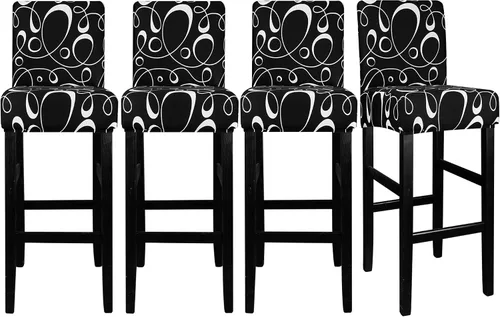 Vista 15 de Lellen Juego de 2 fundas para taburetes de bar, fundas jacquard para taburetes de bar, fundas deslizables elásticas para taburetes de bar