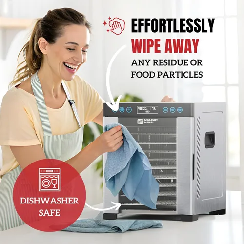 Vista 7 de Magic Mill Máquina deshidratadora profesional de alimentos 10 bandejas de acero inoxidable Secadora para cecina, golosinas para perros, hierbas