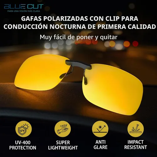 Vista 2 de BLUE CUT Gafas de sol con clip polarizadas para visión nocturna y conducción, bloqueador UV 400 para usar sobre gafas de prescripción
