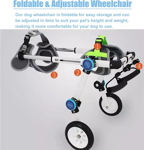 Vista 3 de Silla de ruedas para perro, 2 ruedas, silla de ruedas para patas traseras, carrito ajustable para mascotas para debilidad de las extremidades