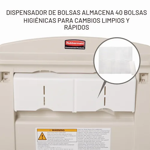 Vista 3 de Rubbermaid Commercial cambiador de bebés horizontal, gris, 1
