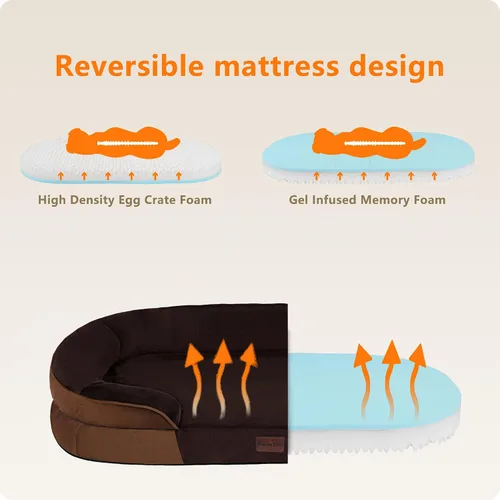 Vista 3 de Dwanton - Cama ortopédica para perros medianos con espuma de gel de memoria, sofá impermeable para perros, cama lavable para mascotas con cojín