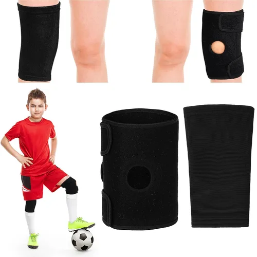 Vista 10 de 2 rodilleras para niños, rodilleras de compresión para niños y niñas, básquetbol, voleibol, deportes y gimnasia (negro, M)