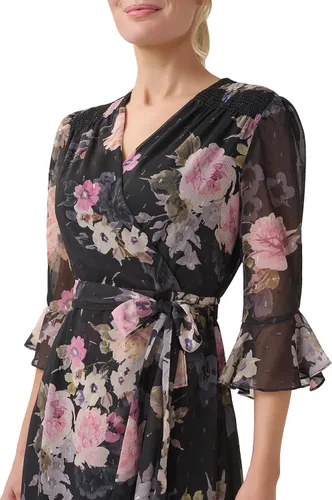 Vista 5 de Adrianna Papell Vestido cruzado de gasa floral para mujer