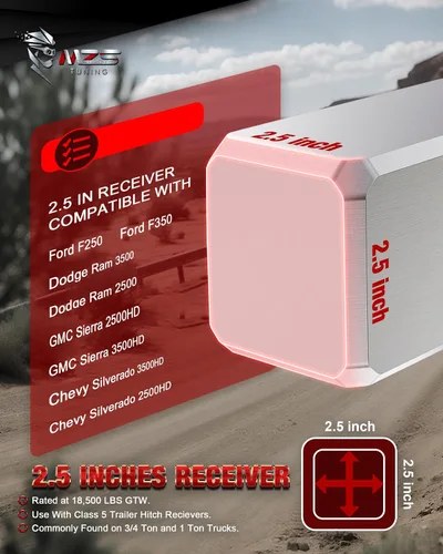 Vista 10 de MZS Enganche de remolque ajustable de aluminio mejorado, se adapta a receptor de 2.5 pulgadas, enganche de remolque de caída resistente con caída