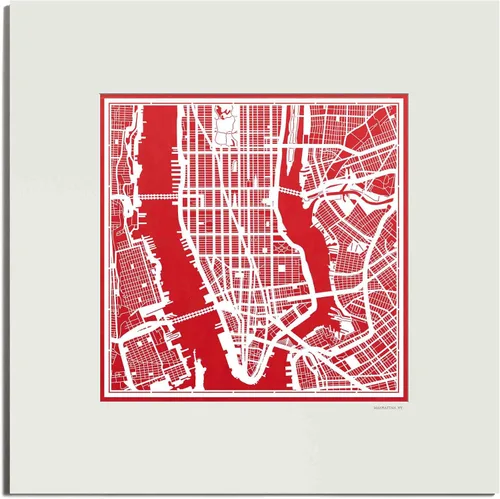 Vista 87 de O3 Design Studio San Diego, CA Paper Cut Map Matted Grey 20x20 in Paper Art