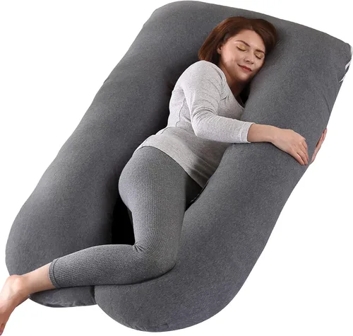 Vista 13 de Amagoing - Almohada de embarazo refrescante para dormir, almohada de maternidad en forma de U de cuerpo completo para mujeres con dolor de cadera
