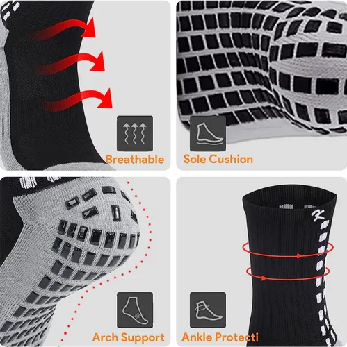 Vista 5 de Calcetines deportivos para hombre, calcetines de fútbol para hombres 9-12, antideslizantes, deportivos, 134 pares