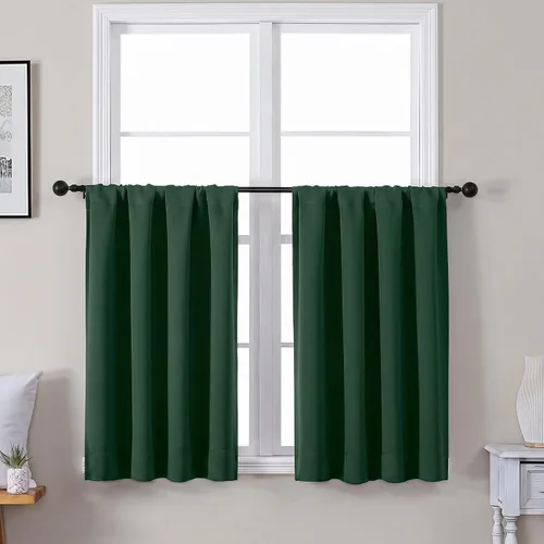 Vista 92 de Gwine Aqua Short Curtains 36 Inches Long - Small Half Window Kitchen Curtains Over Sink, Solid Blackout Curtain for Bathroom Basement Cabinet RV, 2