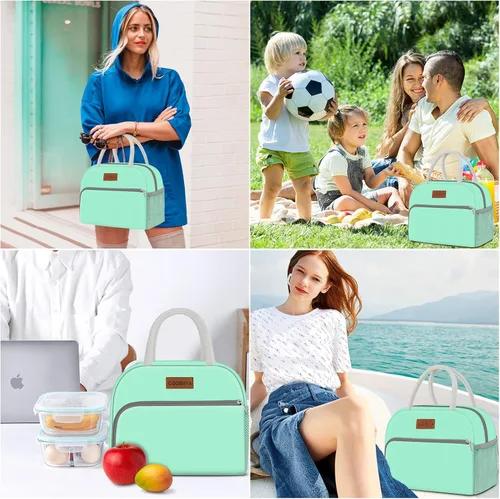 Vista 6 de Lonchera aislada para mujeres/hombres, pequeña a prueba de fugas, bonita lonchera para el trabajo, oficina, picnic, playa o viajes, para adultos