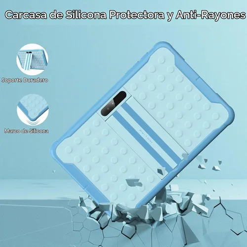 Vista 3 de PRITOM Android 13, tablet infantil de 10 pulgadas, control parental, 6000 mAh, procesador de cuatro núcleos, 2 GB de RAM, 64 GB de ROM, pantalla Azul