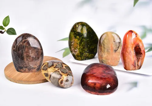 Vista 7 de AMOYSTONE Piedra de preocupación pulida de ópalo verde natural para aliviar la ansiedad, piedra preciosa de reiki de cristal curativo de mano