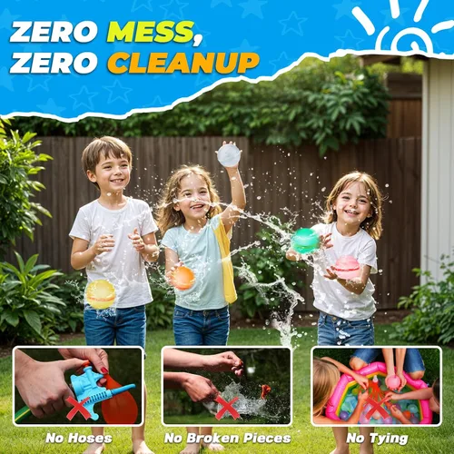 Vista 5 de 6 globos de agua reutilizables, bolas de agua magnéticas recargables para juegos al aire libre, bomba de salpicaduras de agua autosellante