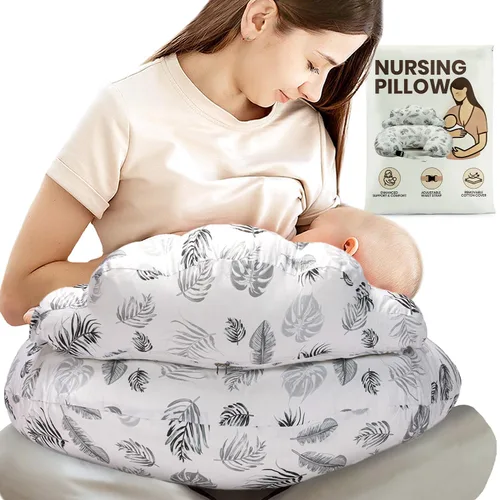 Vista 18 de Almohada de Lactancia PILLANI para Amamantar, Almohada de Pecho con Barrera de Seguridad para Mayor Comodidad, Registro de Bebé, Funda de Algodón