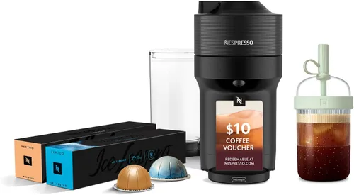 Vista 12 de Nespresso Vertuo Pop+ Cafetera para café y espresso de De'Longhi, Samra Origins de The Weeknd Vertuo Buna Amarillo con espumador de leche Aeroccino3