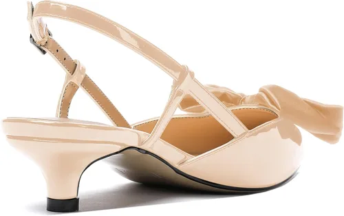 Vista 5 de WAYDERNS Zapatos de tacón bajo con hebilla y lazo de satén para mujer, patente y patente, tacón bajo, 1.5 pulgadas