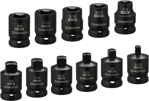 Vista 8 de CASOMAN Juego de enchufes de tubo de transmisión de 1/2 pulgada, 8 unidades, Cr-Mo, SAE, macho/hembra, 7/16", 1/2", 5/8", 9/16", unidad cuadrada