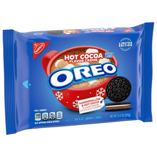 Vista 12 de OREO Galletas sándwich de chocolate con crema de cacao caliente, edición limitada, galletas navideñas, 12.2 onzas