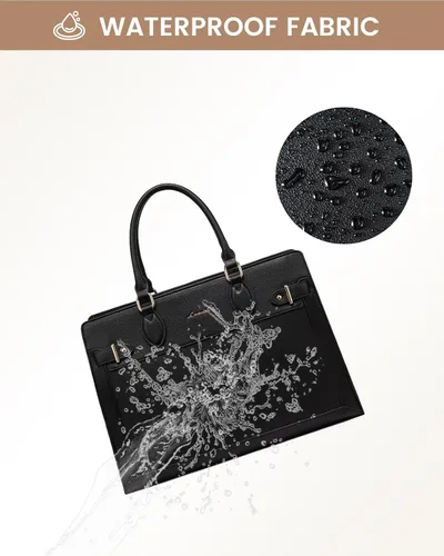 Vista 8 de LOVEVOOK Bolsa para laptop para mujeres, Bolsa tote grande de cuero PU de 15.6 pulgadas, Bolsa de trabajo profesional para maestras, Maletín