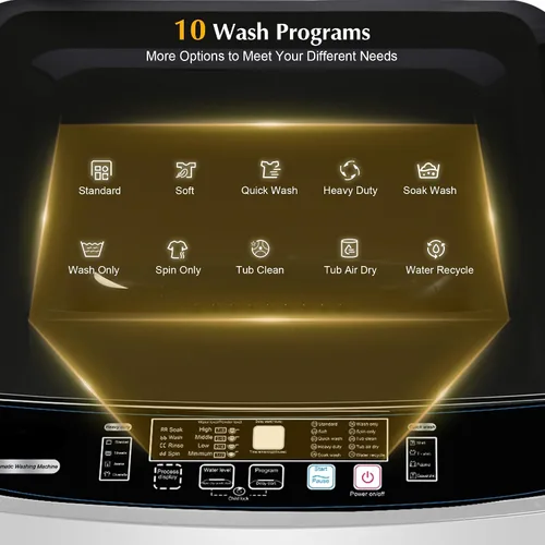 Vista 2 de Lavadora portátil, lavadora portátil completamente automática de 17.7 libras, lavadora pequeña, 10 programas de lavado, temporizador de 24 horas