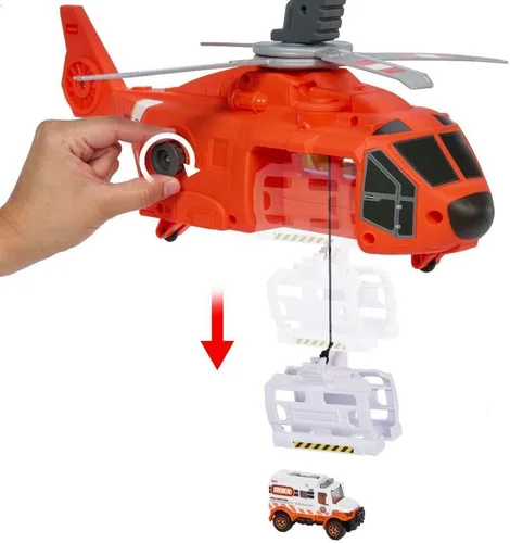 Vista 7 de Matchbox Helicóptero de emergencia, helicóptero grande y ambulancia