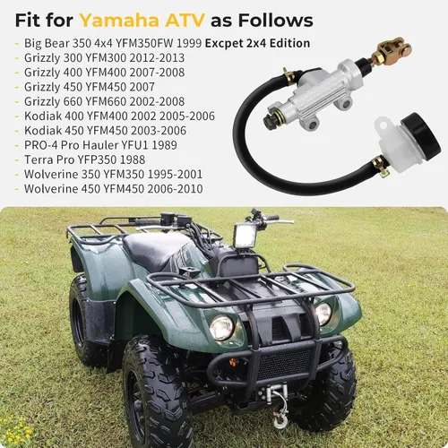 Vista 2 de M MATI Cilindro maestro de freno trasero para Yamaha Wolverine 350 450 Grizzly 300 400 450 660 Kodiak 400 450 YFM 5KM-2583V-00-00