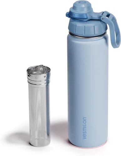 Vista 13 de Vesmoon Vessence Botella de infusión de té de acero inoxidable de 24 oz para té de hojas sueltas, agua, hierbas, frutas - Botella aislada de triple