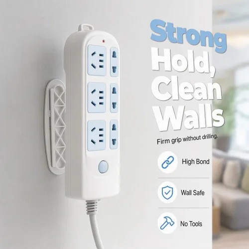 Vista 7 de Punch-Free Self Adhesive Socket Holder, Power Strip Wall Mount Holder (10)