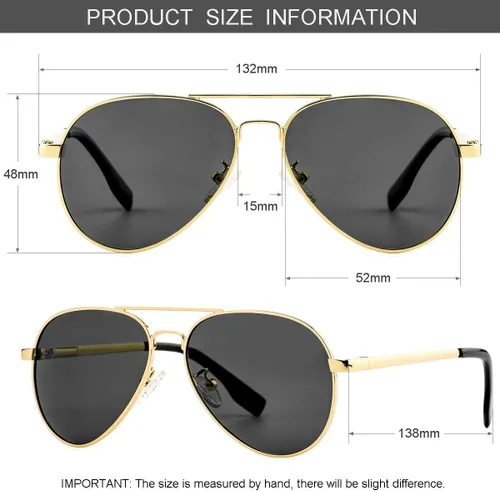 Vista 6 de Gleyemor Gafas de sol de aviador pequeñas para mujeres y hombres, marco pequeño de 2.047in, polarizadas, aviadores para cara pequeña