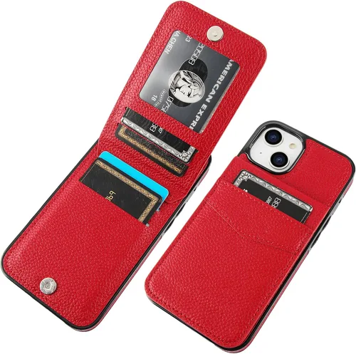Vista 14 de KIHUWEY Compatible con iPhone 14 Funda Cartera con Soporte para Tarjeta de Crédito, Flip Cuero Premium Cierre Magnético Soporte Funda Protectora