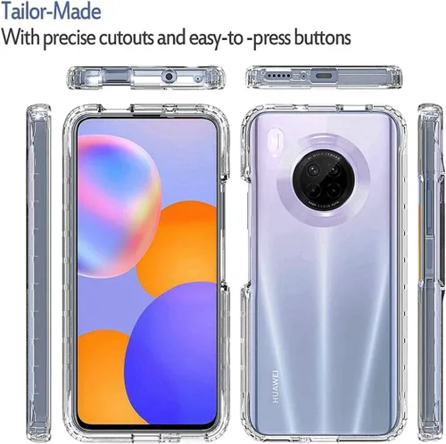 Vista 5 de Funda transparente compatible con Huawei Y9A/Enjoy 20 Plus 5G FRL-L22 con protector de pantalla de vidrio templado, bonito protector de cristal a