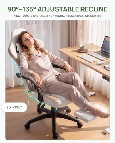 Vista 7 de Silla de juegos Dowinx con tela transpirable, silla de computadora con colchón de resorte de bolsillo, silla de oficina cómoda con almohadilla