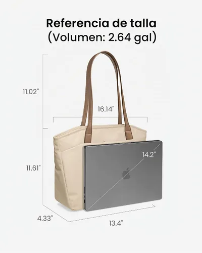 Vista 8 de tomtoc Laptop Tote Bag for Women, 13-16 Inch Water-resistant Laptop Work Tote with Device Compartment, 10L-18L Shoulder Bag Caqui