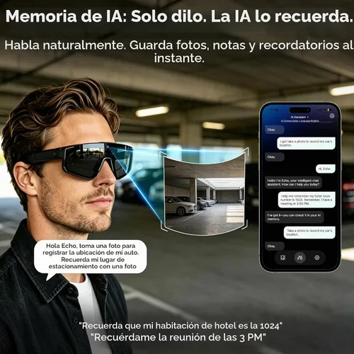 Vista 7 de AI Pro - Lentes de cámara de 32 MP – Gafas de grabación con estabilización EIS de 6 ejes, asistente de voz ChatGPT, lentes de sol polarizados
