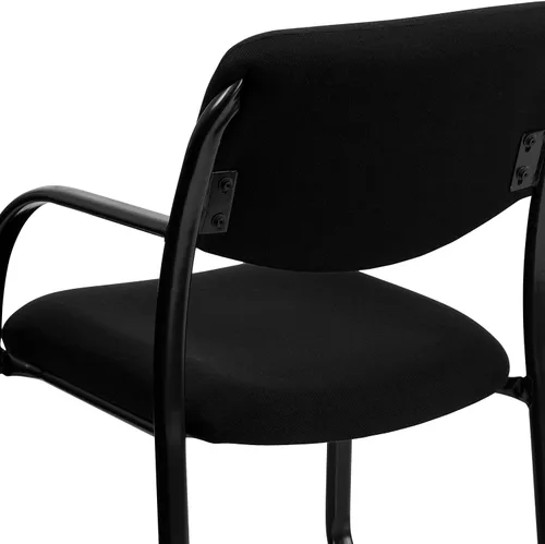 Vista 9 de Flash Furniture Silla de recepción lateral ejecutiva de tela negra Richie con base de trineo