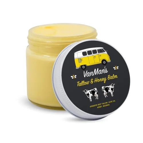 Vista 9 de Bálsamo de sebo de res y miel de Vanman - Hidratante facial de sebo con sebo de res alimentado con pasto para la piel y aceites esenciales, miel