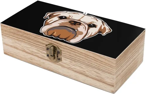 Vista 6 de Bonita caja de madera de Bulldog Inglés con tapa con bisagras, caja de recuerdo, caja de contenedor pequeño, regalo para joyería y almacenamiento