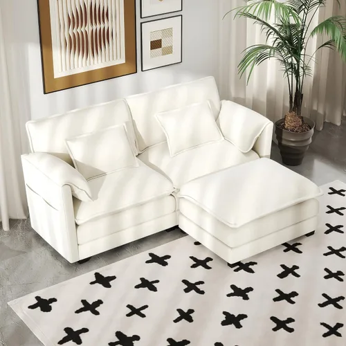 Vista 16 de Real Relax 145'' Sofá seccional modular, sofá convertible de 4 plazas con chenilla, 8 almohadas y 2 reposabrazos para sala de estar, oficina