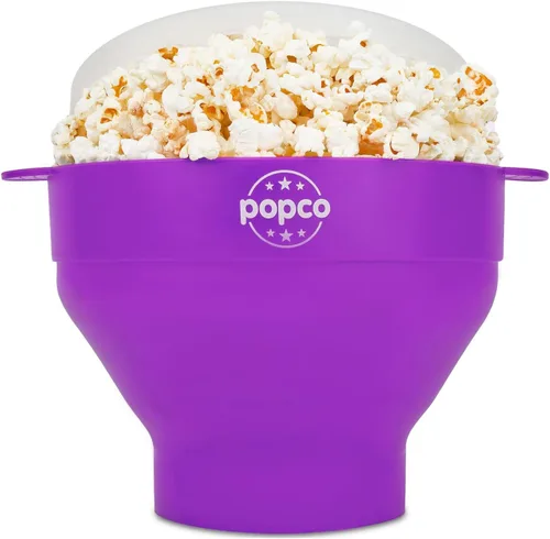 Vista 15 de POPCO Palomitas de maíz de silicona para microondas con asas, para hacer palomitas de maíz, para microondas, cuenco plegable, apto