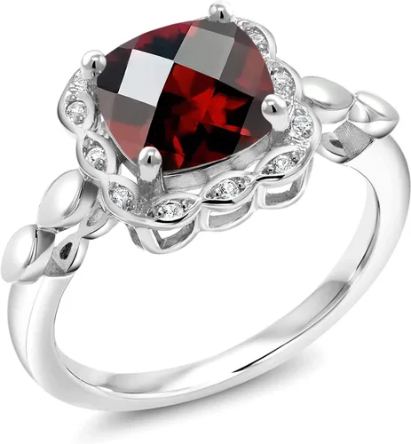 Vista 34 de Gem Stone King Anillo de compromiso de plata de ley 925 de 0.315 in con piedra natal y zafiro blanco creado Anillo de compromiso de boda