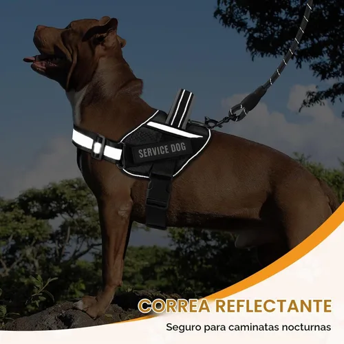 Vista 6 de Juego de Chaleco y Correa para Perro de Servicio, Arnés de Entrenamiento Animire para Perro con 10 Parches para Perros, Correa Reflectante