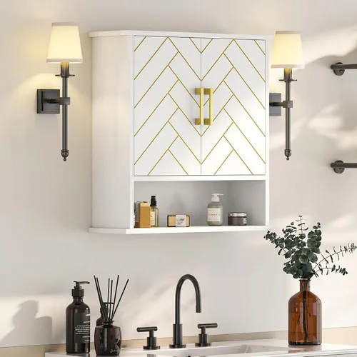 Vista 9 de Gabinete de baño colgante moderno, botiquín de madera