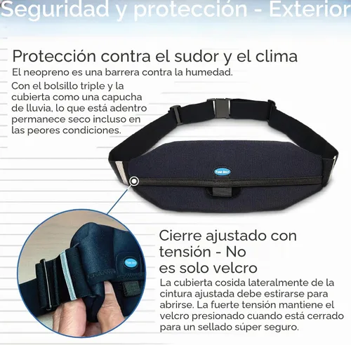 Vista 4 de Tune Belt SP2 - Cinturón para correr delgado, sin rebote y a prueba de Amplio almacenamiento con cremallera, fácil acceso, cierre de tensión