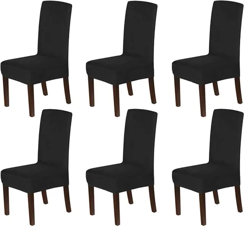 Vista 25 de Fundas elásticas de terciopelo para sillas de comedor, suaves, extraíbles y de comedor, color negro, 2