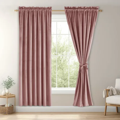Vista 117 de JIUZHEN Cortinas de terciopelo beige de 63 pulgadas de ancho x 63 pulgadas de largo, cortinas de terciopelo retro suaves con bolsillo para barra