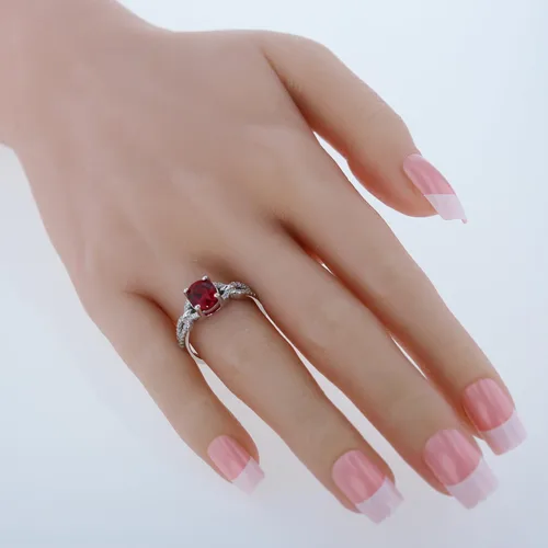 Vista 2 de PEORA 925 Sterling Silver Forever Ring, Natural, Created and Simulated Gemstones, Oval Shape 9x7mm, Sizes 5 to 9